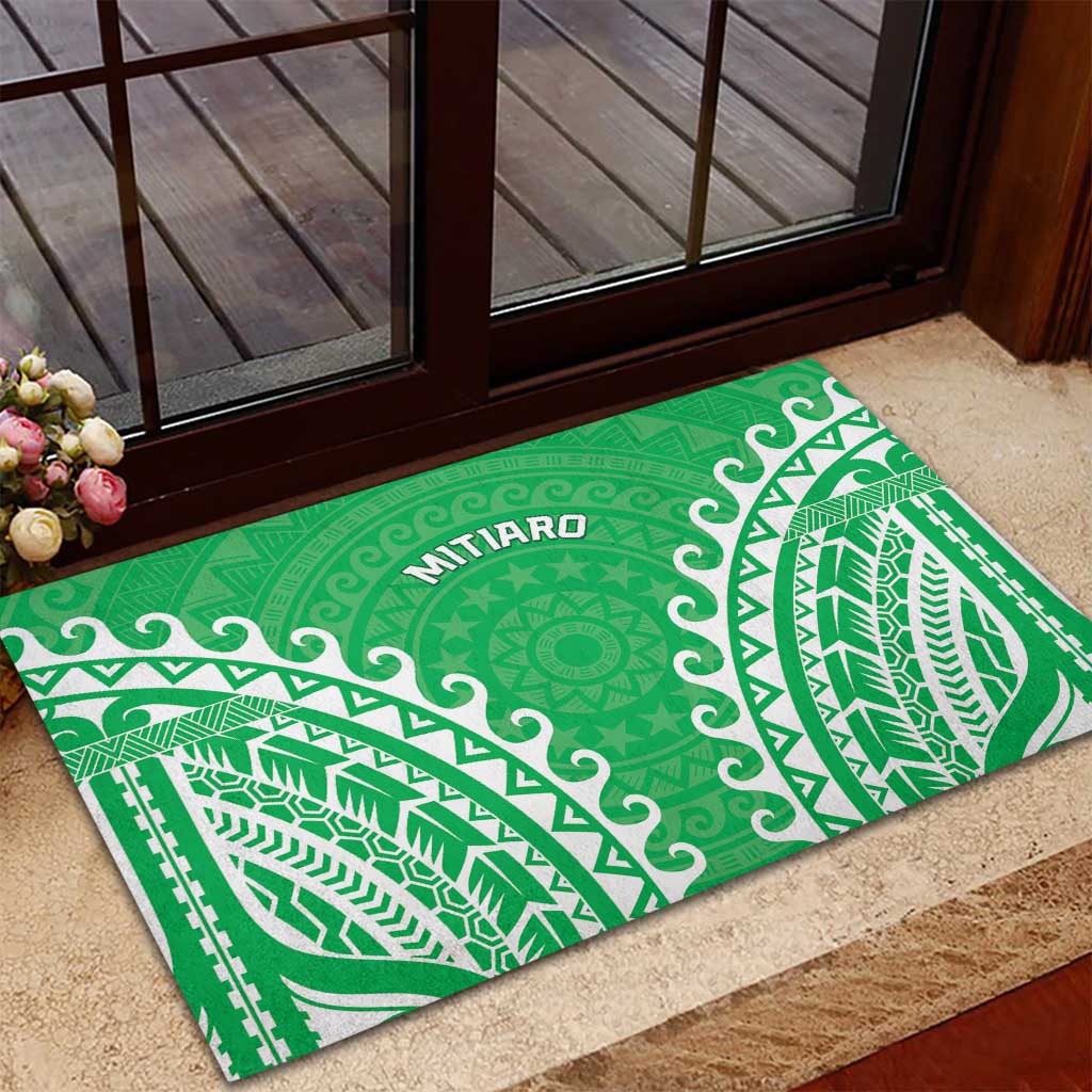 Custom Cook Islands Mitiaro Rubber Doormat Polynesian Tribal Tattoo