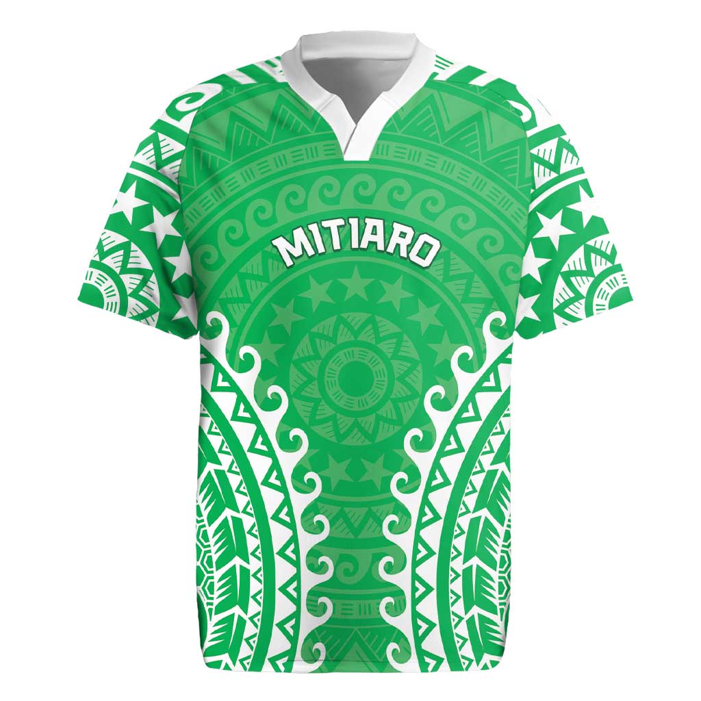 Custom Cook Islands Mitiaro Rugby Jersey Polynesian Tribal Tattoo