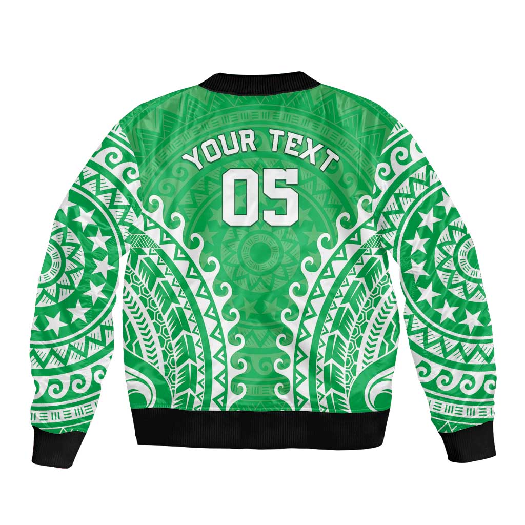 Custom Cook Islands Mitiaro Sleeve Zip Bomber Jacket Polynesian Tribal Tattoo