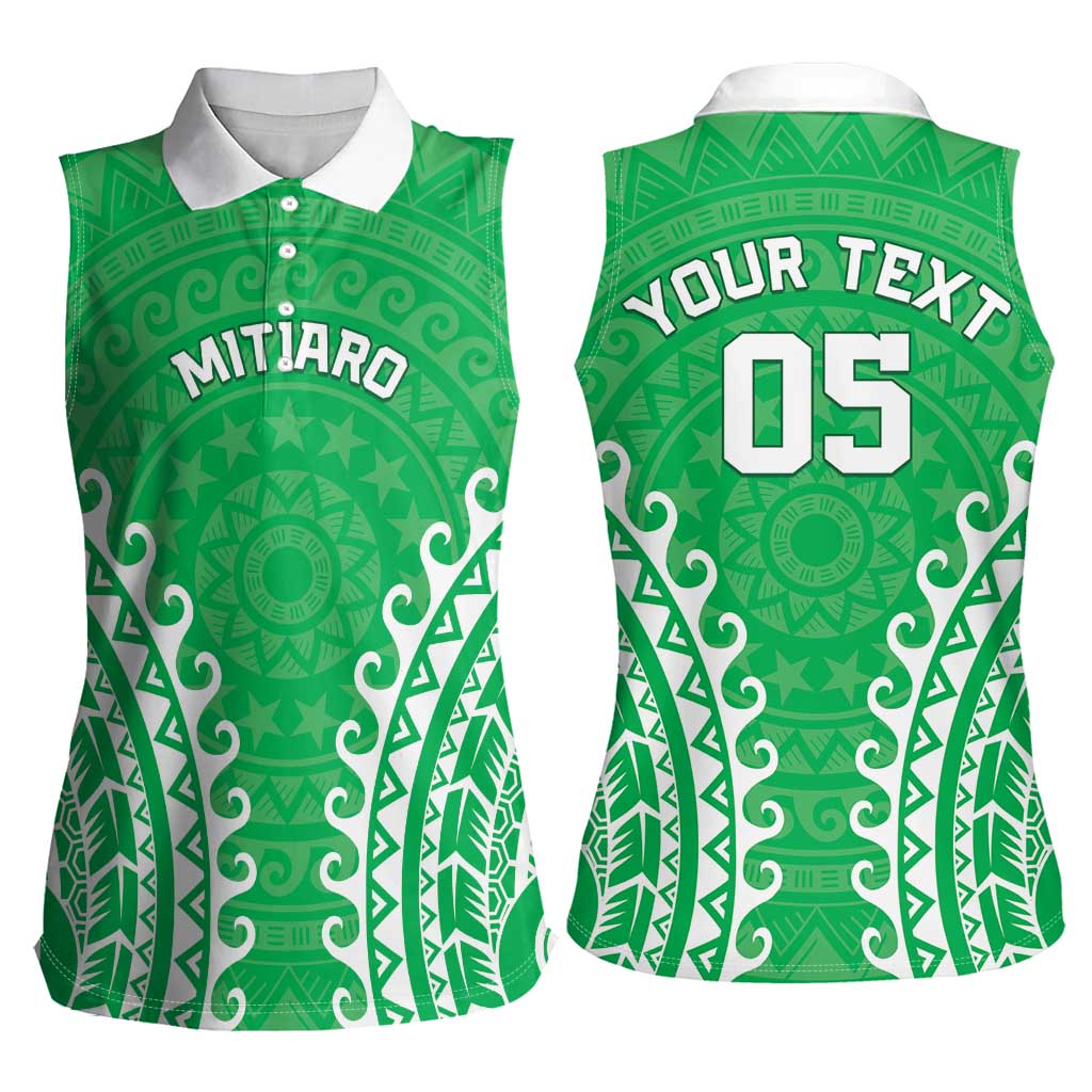 Custom Cook Islands Mitiaro Women Sleeveless Polo Shirt Polynesian Tribal Tattoo