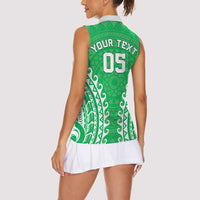 Custom Cook Islands Mitiaro Women Sleeveless Polo Shirt Polynesian Tribal Tattoo