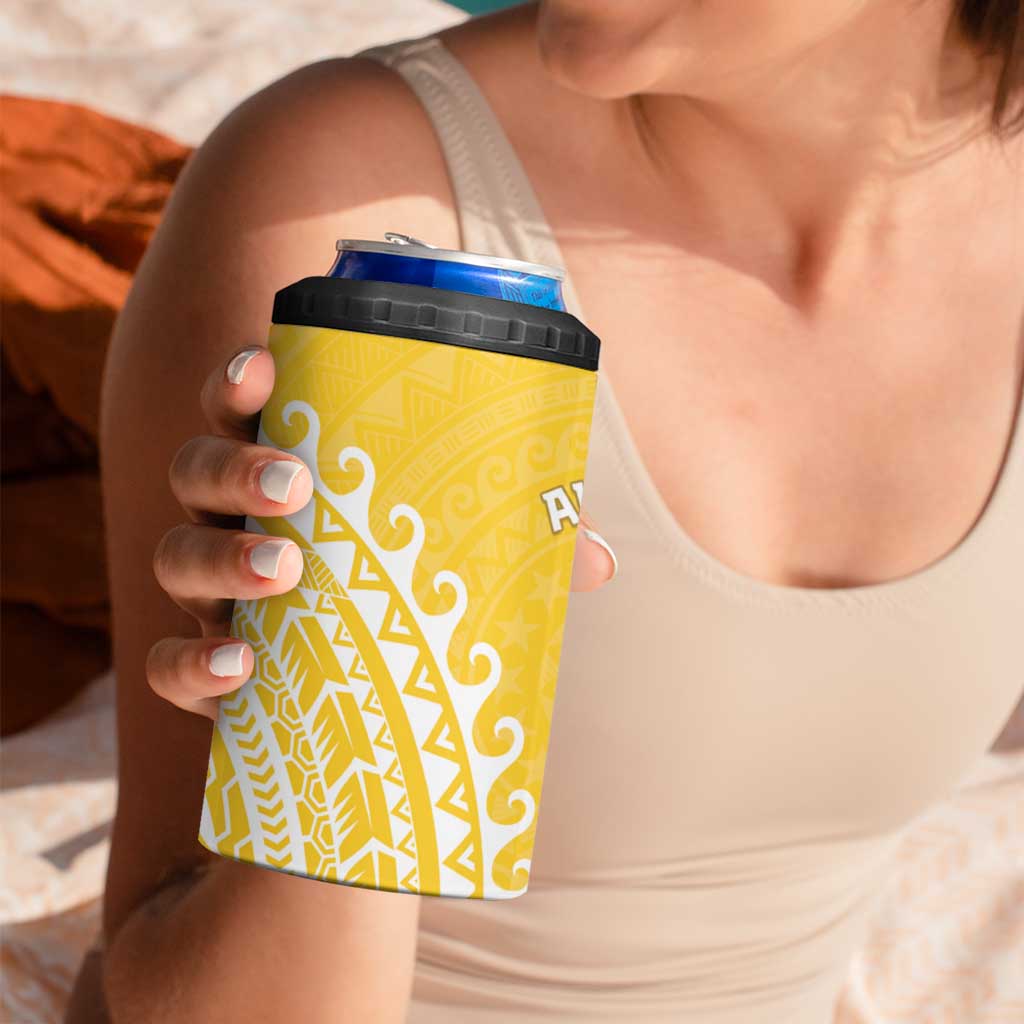 Cook Islands Aitutaki 4 in 1 Can Cooler Tumbler Polynesian Tribal Tattoo