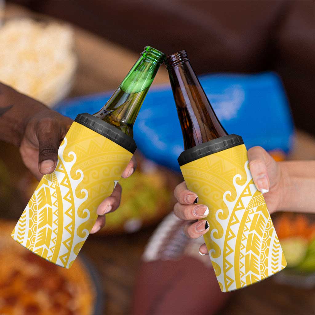 Cook Islands Aitutaki 4 in 1 Can Cooler Tumbler Polynesian Tribal Tattoo