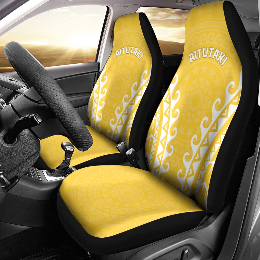 Custom Cook Islands Aitutaki Car Seat Cover Polynesian Tribal Tattoo