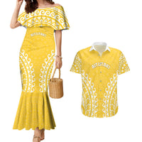 Custom Cook Islands Aitutaki Couples Matching Mermaid Dress and Hawaiian Shirt Polynesian Tribal Tattoo