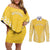 Custom Cook Islands Aitutaki Couples Matching Off Shoulder Short Dress and Long Sleeve Button Shirt Polynesian Tribal Tattoo