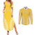 Custom Cook Islands Aitutaki Couples Matching Summer Maxi Dress and Long Sleeve Button Shirt Polynesian Tribal Tattoo