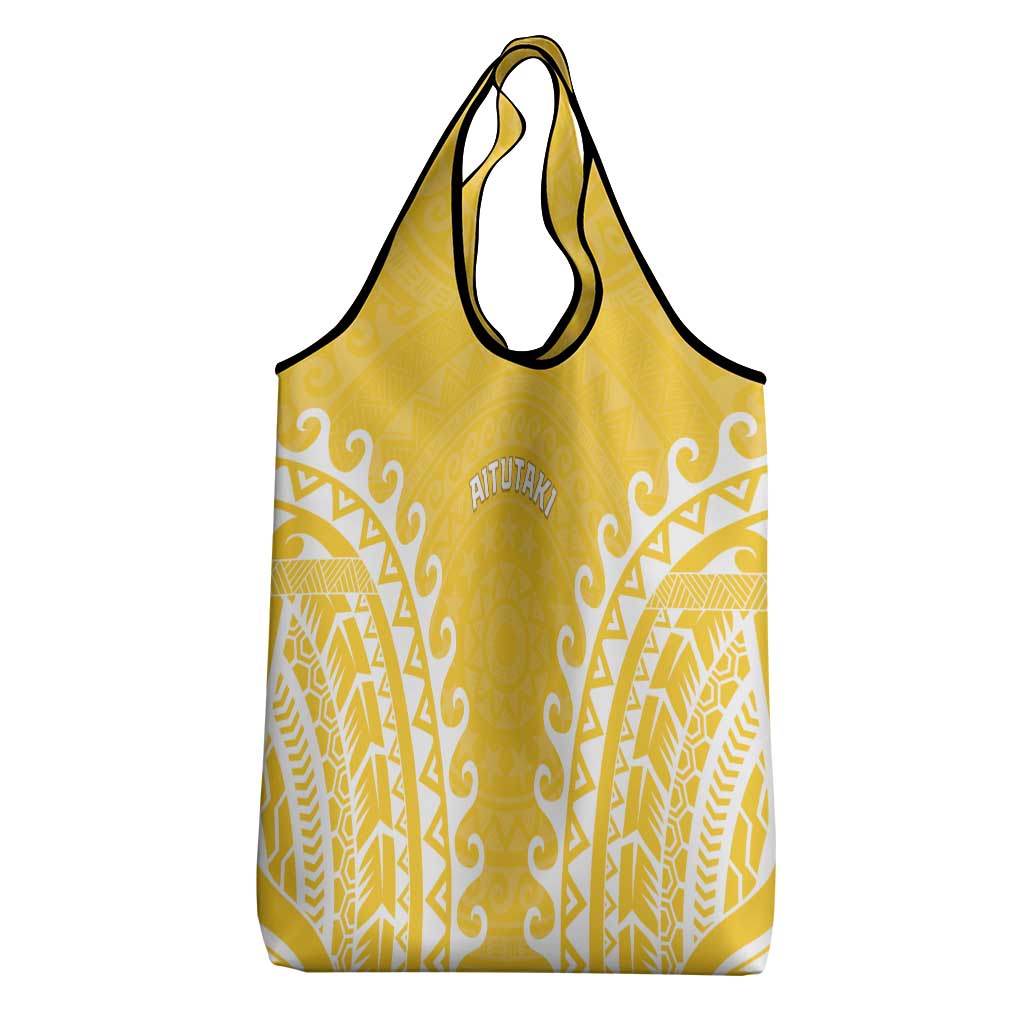 Custom Cook Islands Aitutaki Grocery Bag Polynesian Tribal Tattoo