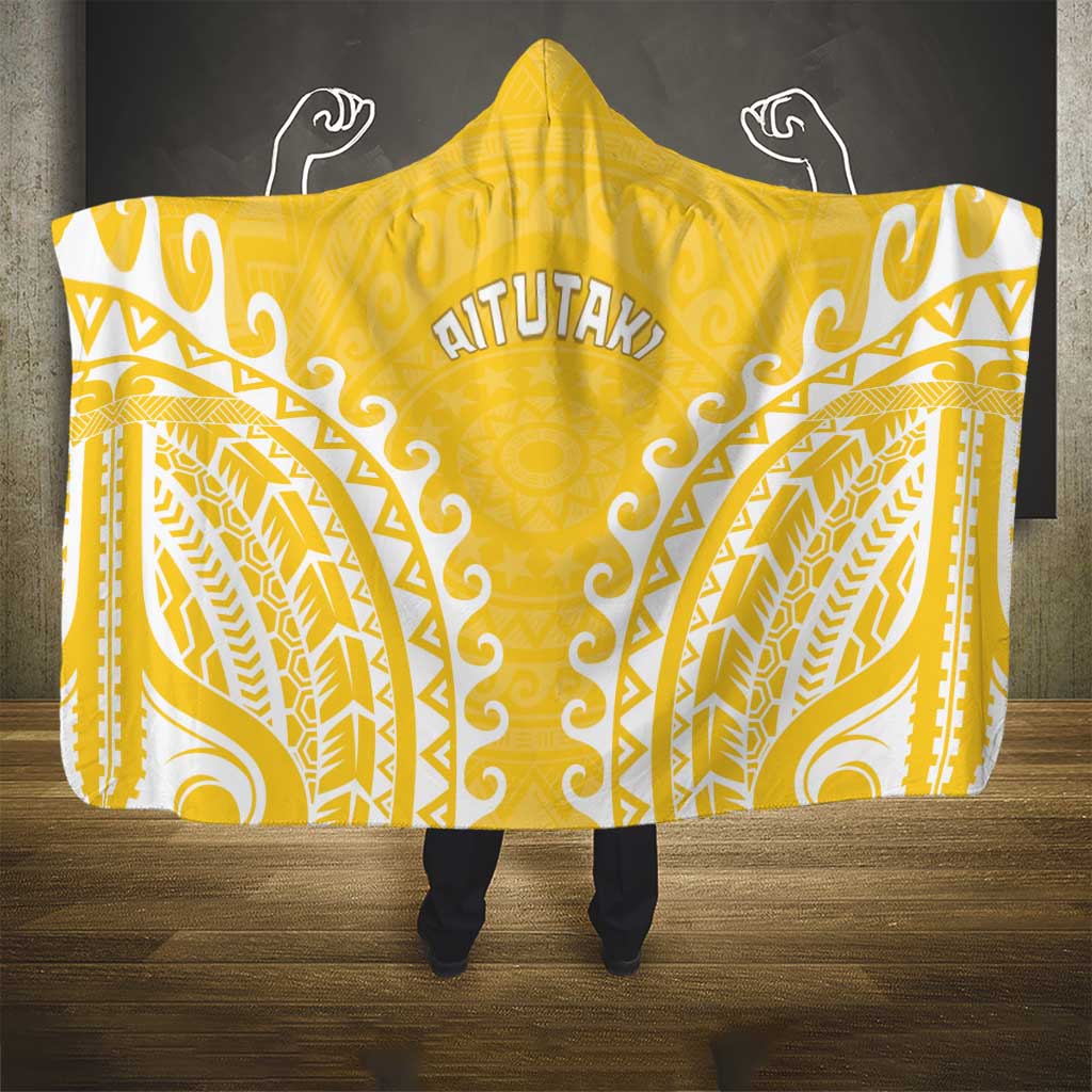 Custom Cook Islands Aitutaki Hooded Blanket Polynesian Tribal Tattoo