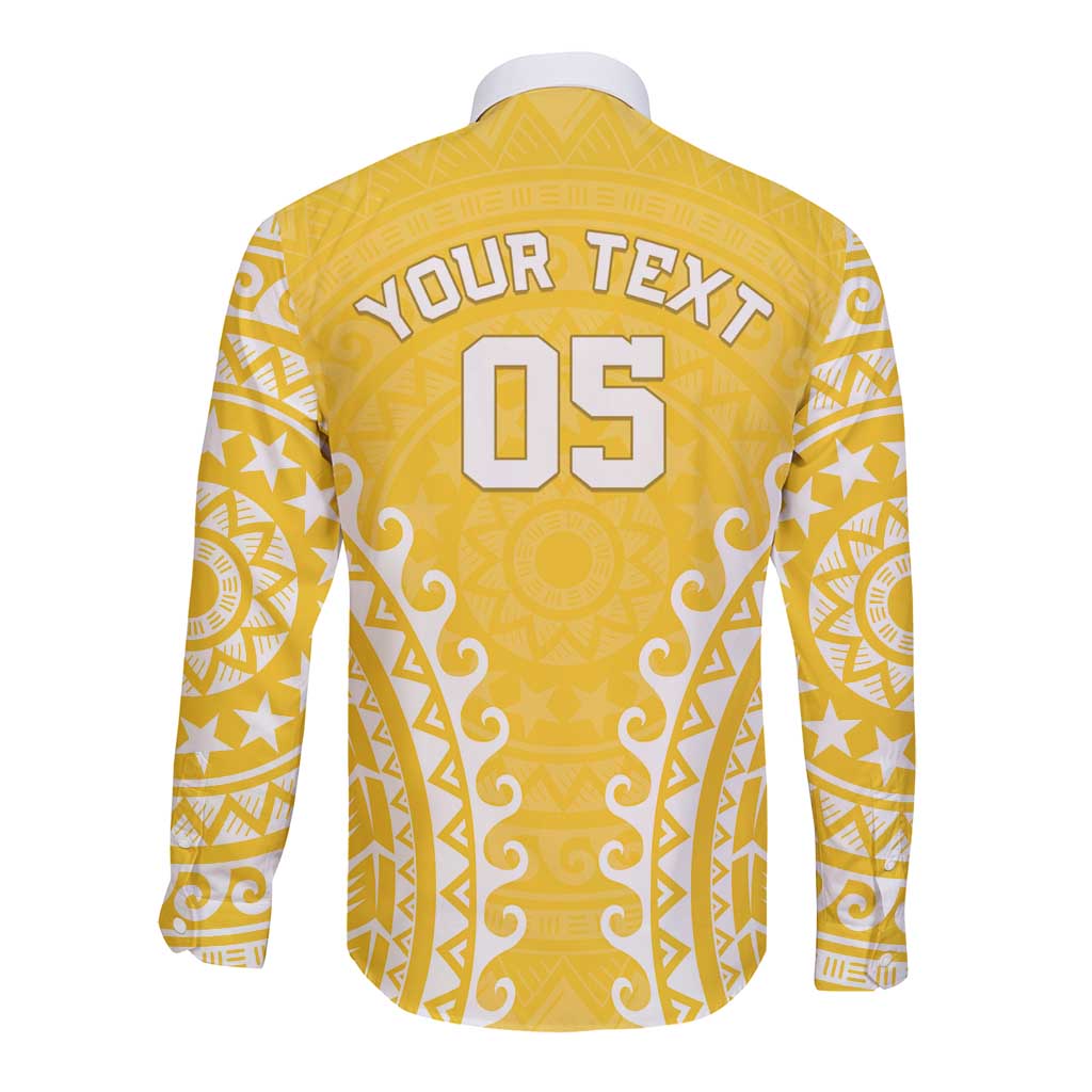 Custom Cook Islands Aitutaki Long Sleeve Button Shirt Polynesian Tribal Tattoo