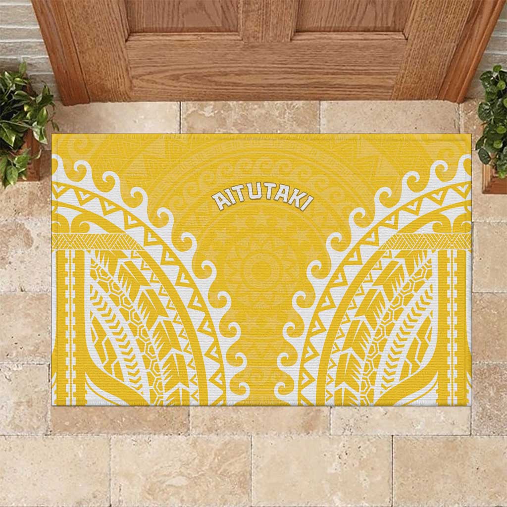 Custom Cook Islands Aitutaki Rubber Doormat Polynesian Tribal Tattoo