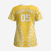 Custom Cook Islands Aitutaki Scrub Top Polynesian Tribal Tattoo - Polynesian Pride