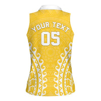 Custom Cook Islands Aitutaki Women Sleeveless Polo Shirt Polynesian Tribal Tattoo