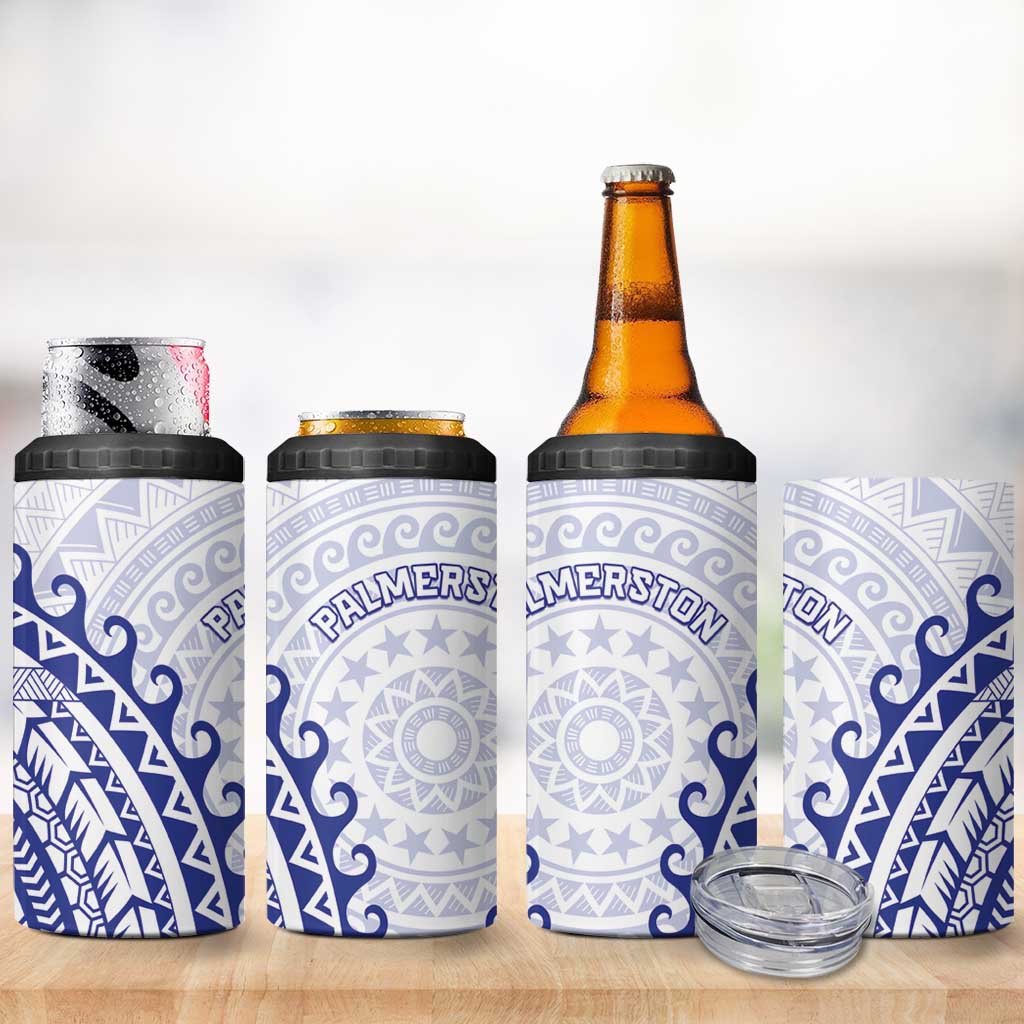Cook Islands Palmerston 4 in 1 Can Cooler Tumbler Polynesian Tribal Tattoo