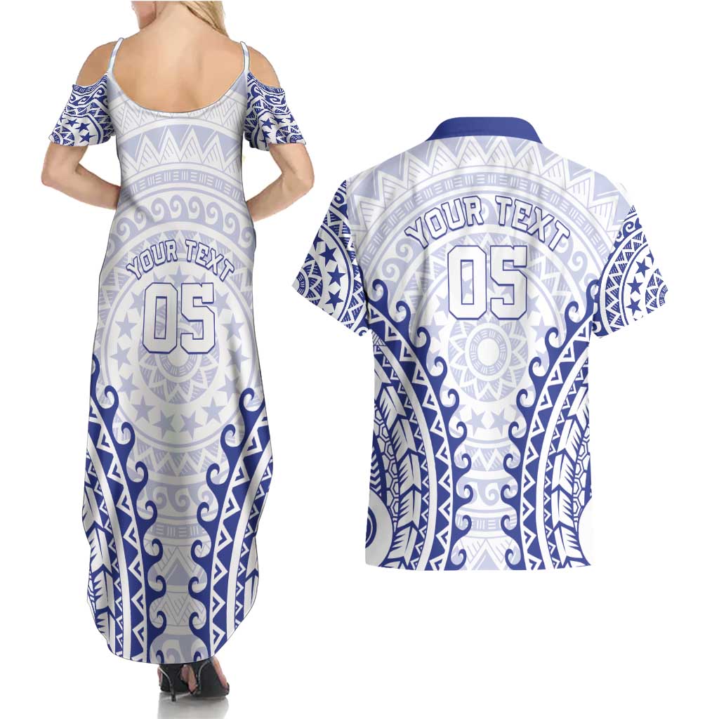 Custom Cook Islands Palmerston Couples Matching Summer Maxi Dress and Hawaiian Shirt Polynesian Tribal Tattoo