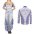 Custom Cook Islands Palmerston Couples Matching Summer Maxi Dress and Long Sleeve Button Shirt Polynesian Tribal Tattoo