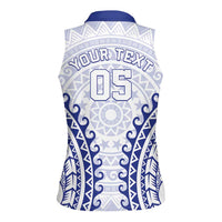 Custom Cook Islands Palmerston Women Sleeveless Polo Shirt Polynesian Tribal Tattoo