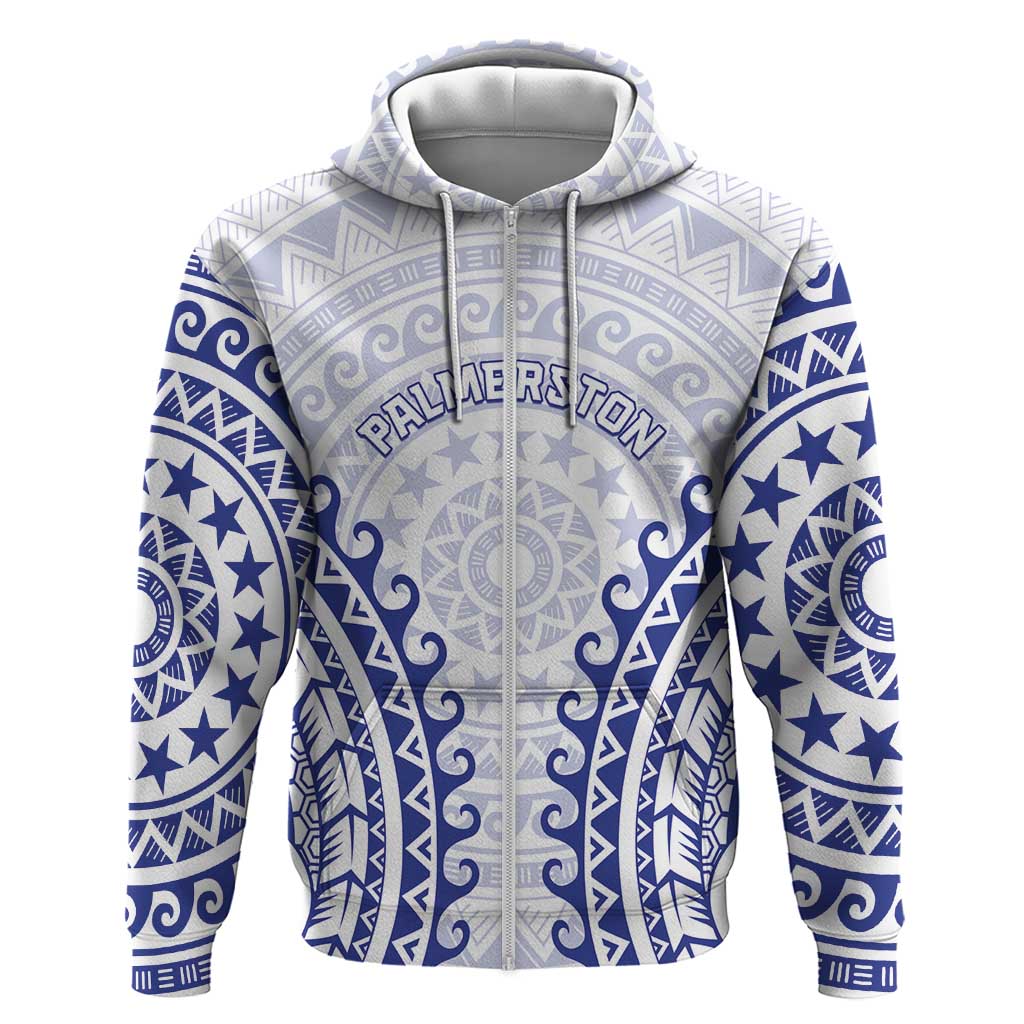 Custom Cook Islands Palmerston Zip Hoodie Polynesian Tribal Tattoo