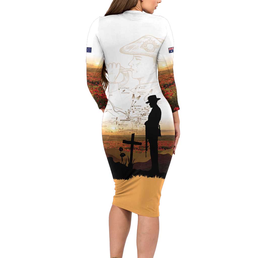 Australia And New Zealand ANZAC Day Family Matching Long Sleeve Bodycon Dress and Hawaiian Shirt Battle Of Beersheba