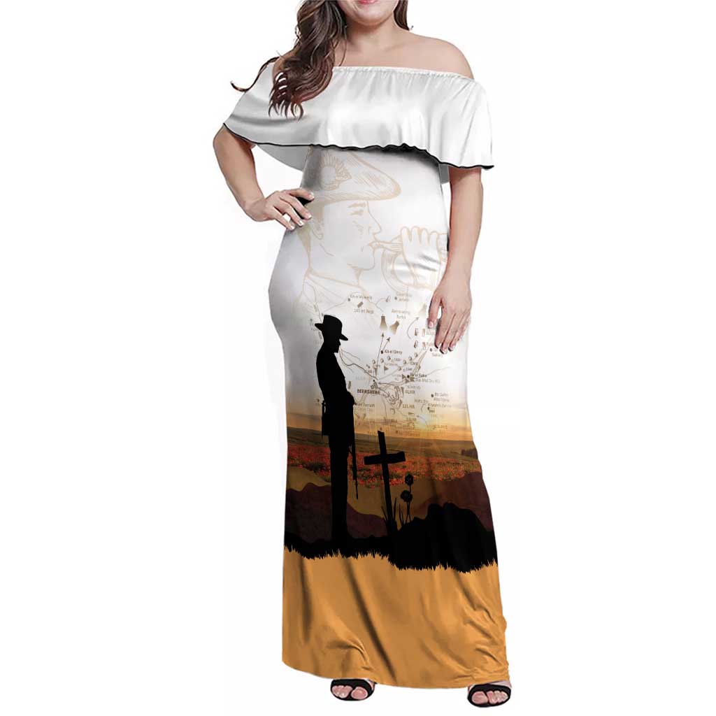 Australia And New Zealand ANZAC Day Family Matching Off Shoulder Maxi Dress and Hawaiian Shirt Battle Of Beersheba LT05 Mom's Dress Beige - Polynesian Pride