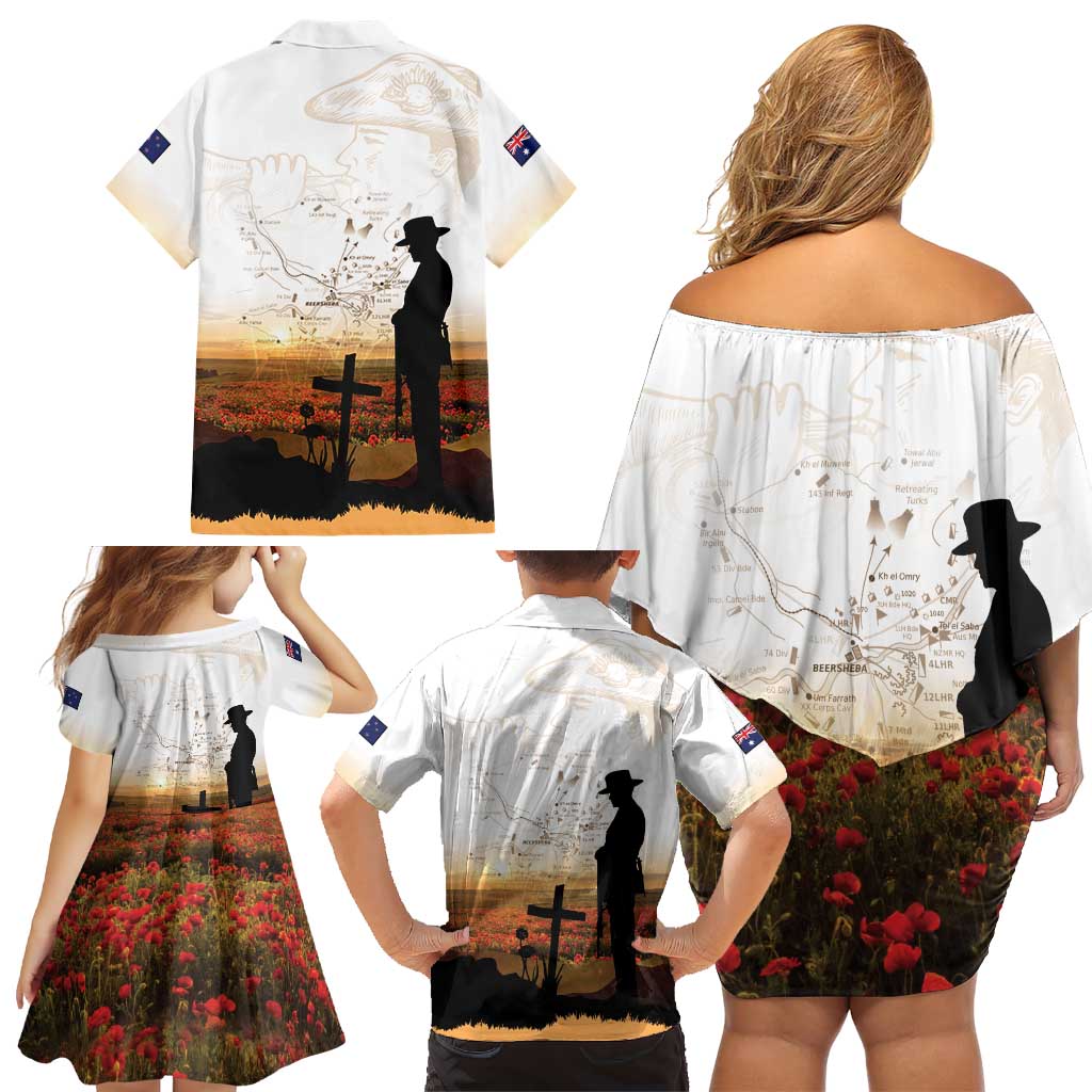 Australia And New Zealand ANZAC Day Family Matching Off Shoulder Short Dress and Hawaiian Shirt Battle Of Beersheba LT05 - Polynesian Pride