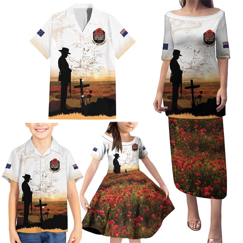 Australia And New Zealand ANZAC Day Family Matching Puletasi and Hawaiian Shirt Battle Of Beersheba