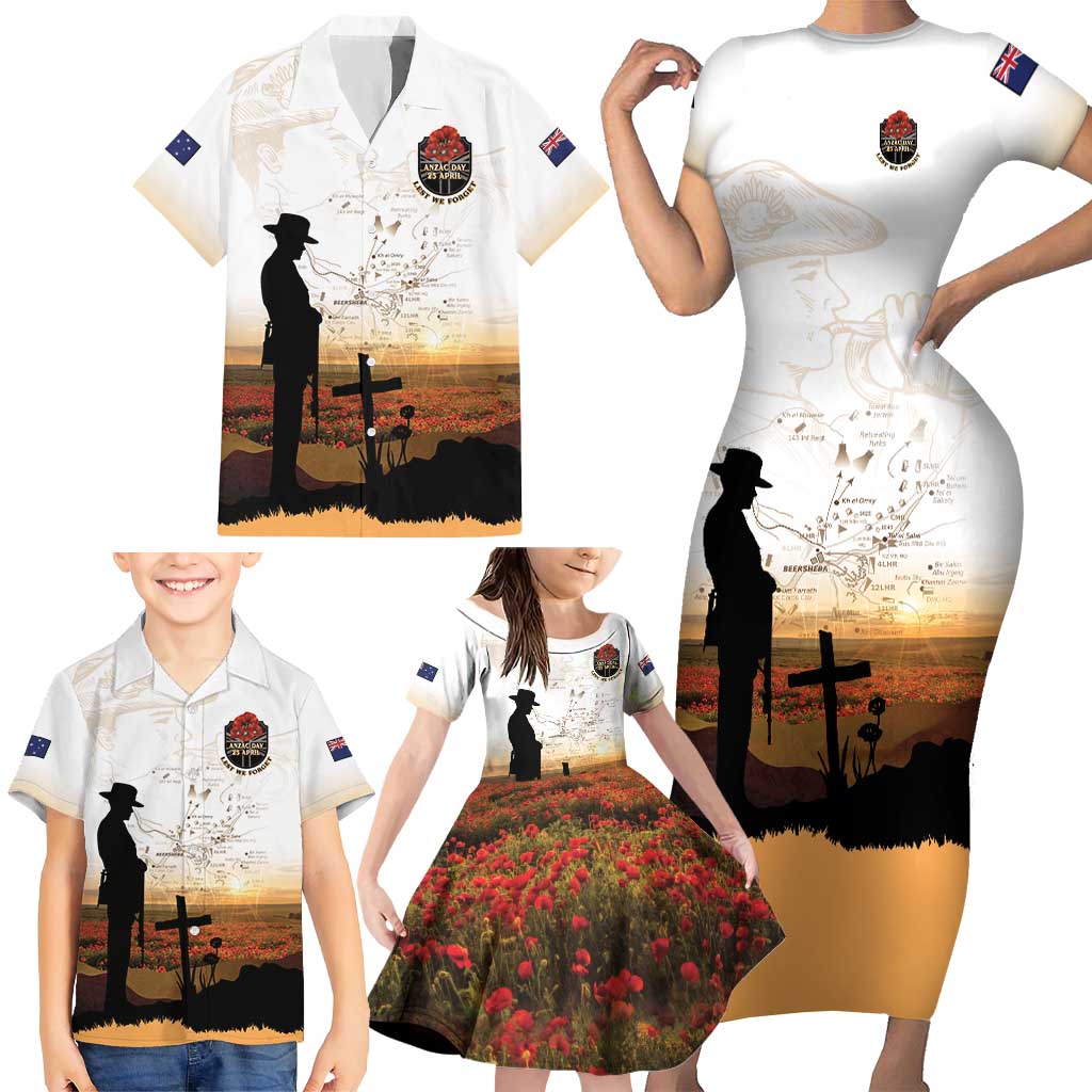Australia And New Zealand ANZAC Day Family Matching Short Sleeve Bodycon Dress and Hawaiian Shirt Battle Of Beersheba