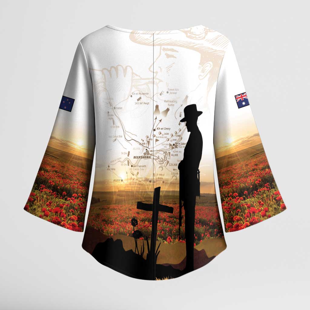 Australia And New Zealand ANZAC Day Kimono Sleeve Blouse Battle Of Beersheba