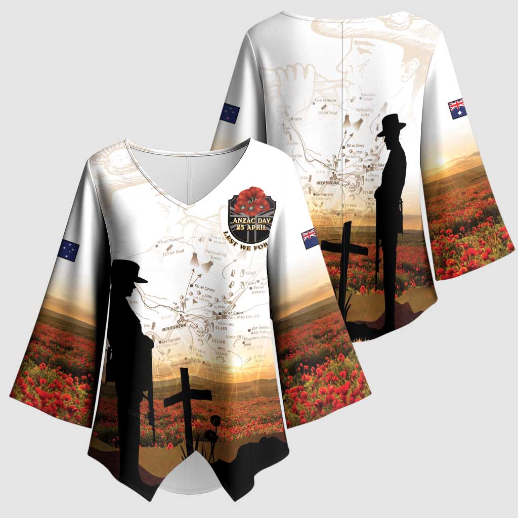 Australia And New Zealand ANZAC Day Kimono Sleeve Blouse Battle Of Beersheba