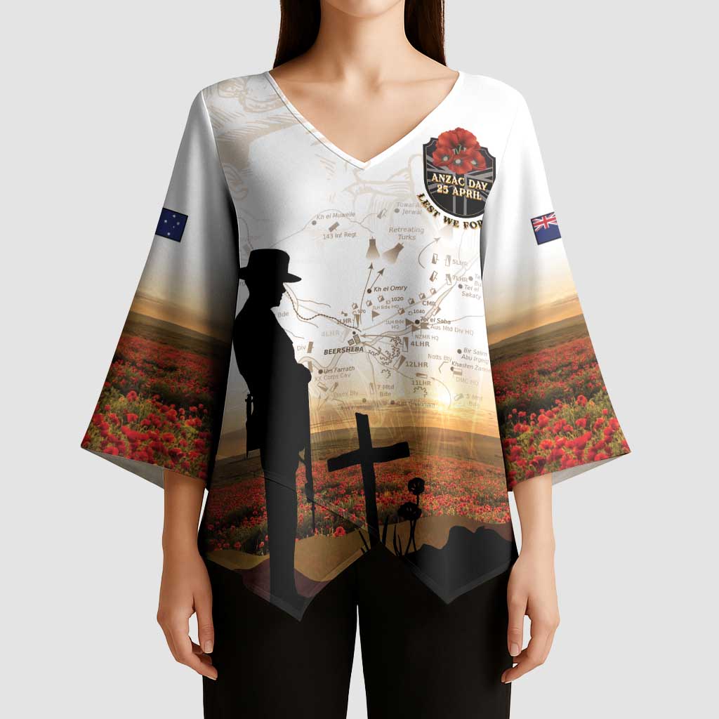Australia And New Zealand ANZAC Day Kimono Sleeve Blouse Battle Of Beersheba