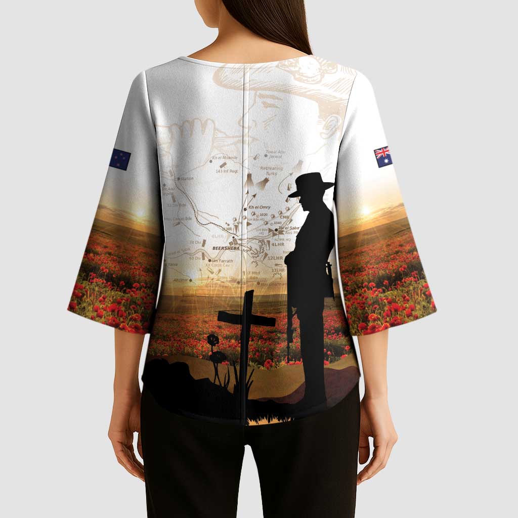 Australia And New Zealand ANZAC Day Kimono Sleeve Blouse Battle Of Beersheba