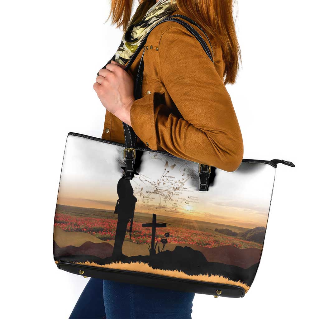 Australia And New Zealand ANZAC Day Leather Tote Bag Battle Of Beersheba