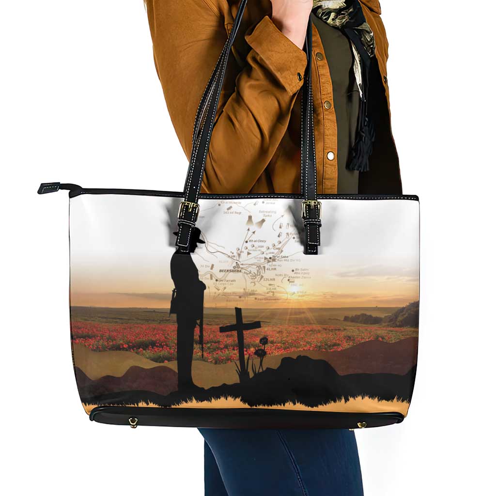 Australia And New Zealand ANZAC Day Leather Tote Bag Battle Of Beersheba