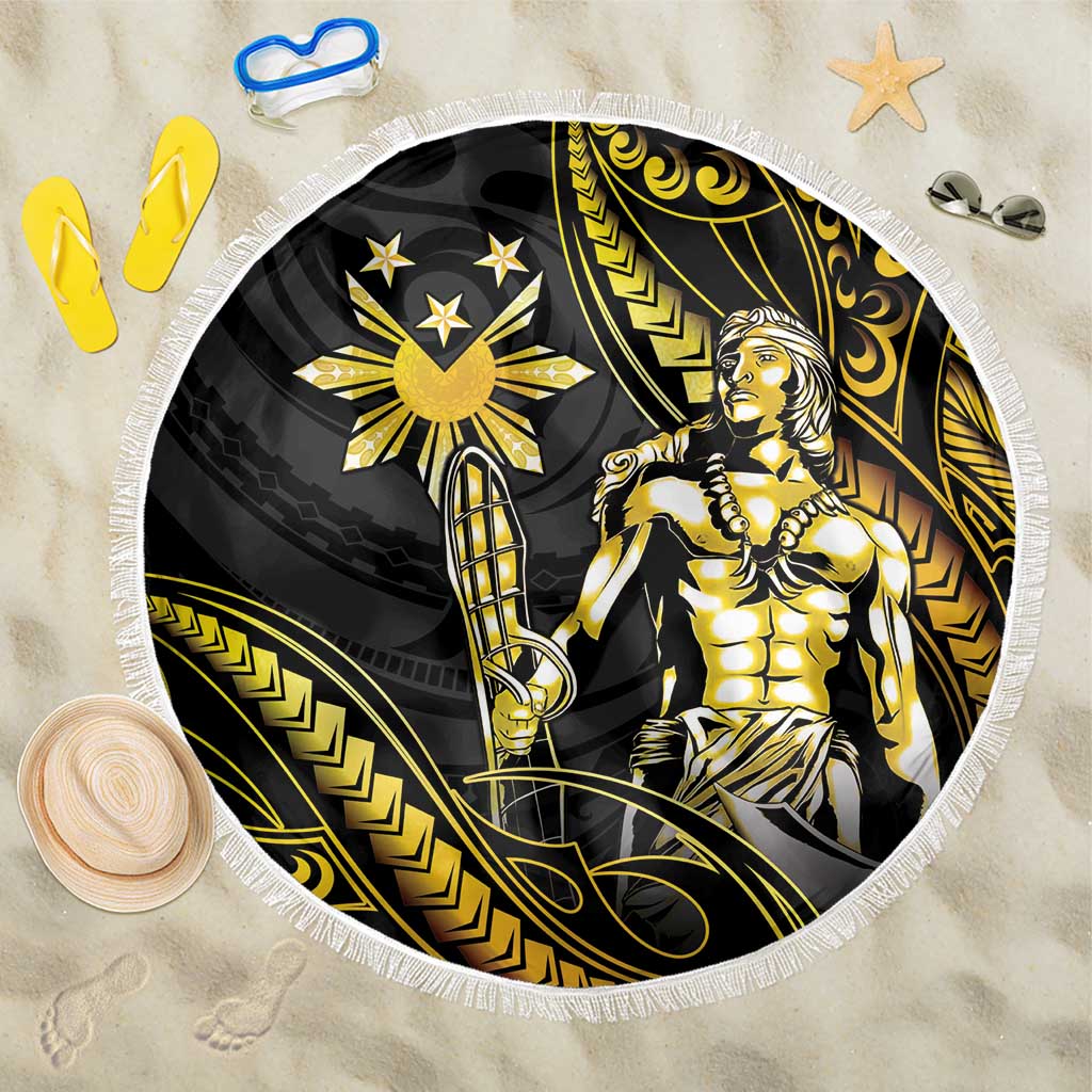 Filipinos Lapu Lapu Hero Beach Blanket Gold Polynesian Tribal Tattoo