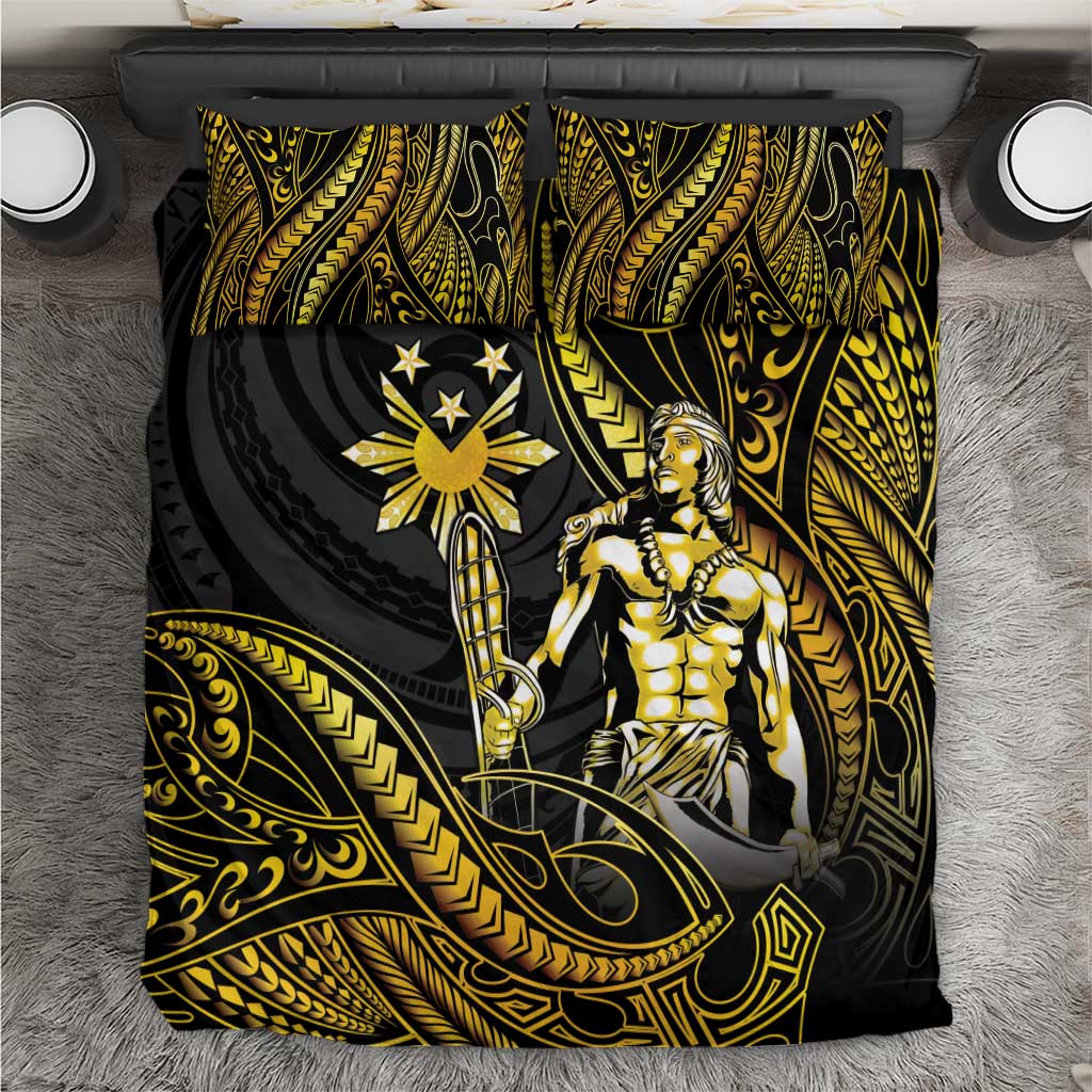 Filipinos Lapu Lapu Hero Bedding Set Gold Polynesian Tribal Tattoo