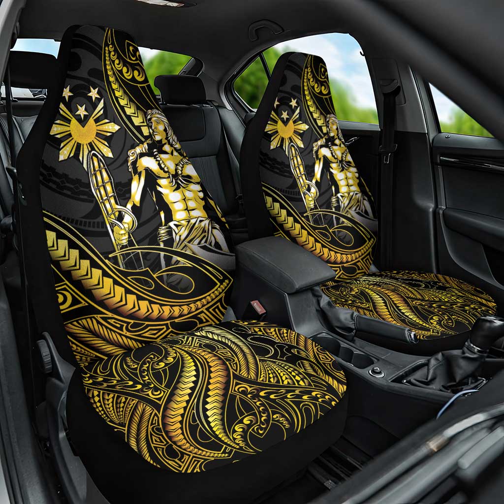 Filipinos Lapu Lapu Hero Car Seat Cover Gold Polynesian Tribal Tattoo