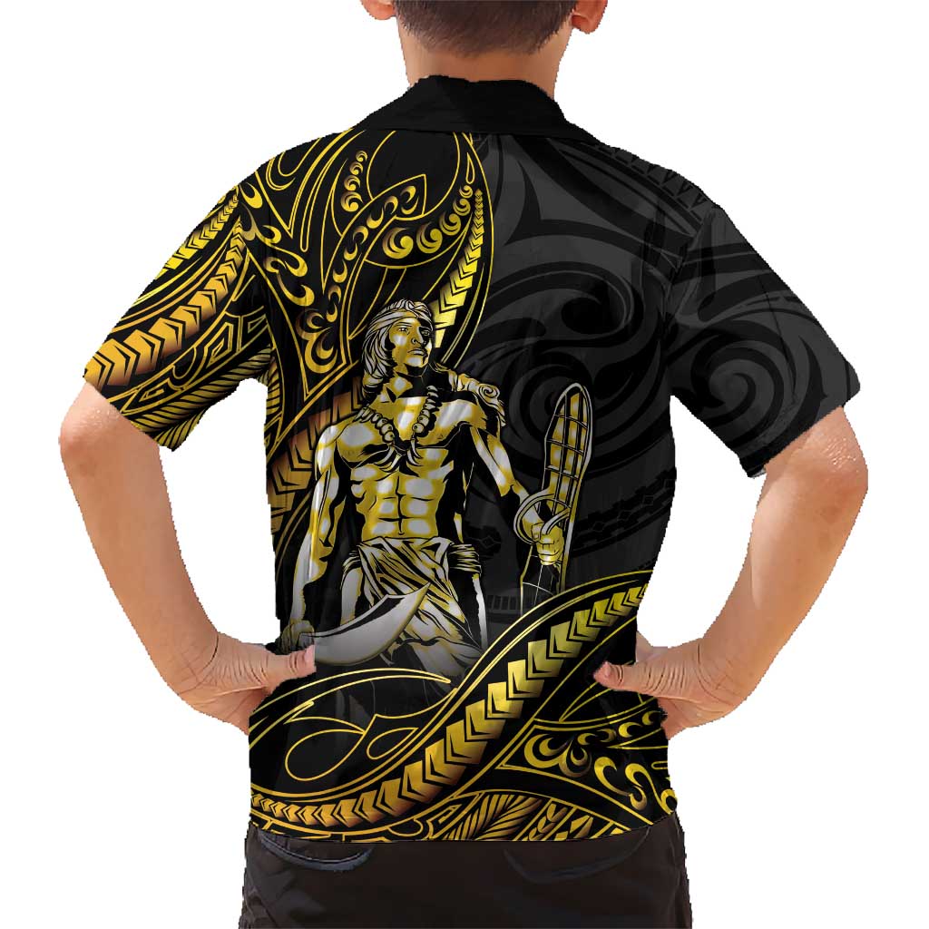 Filipinos Lapu Lapu Hero Family Matching Off Shoulder Maxi Dress and Hawaiian Shirt Gold Polynesian Tribal Tattoo