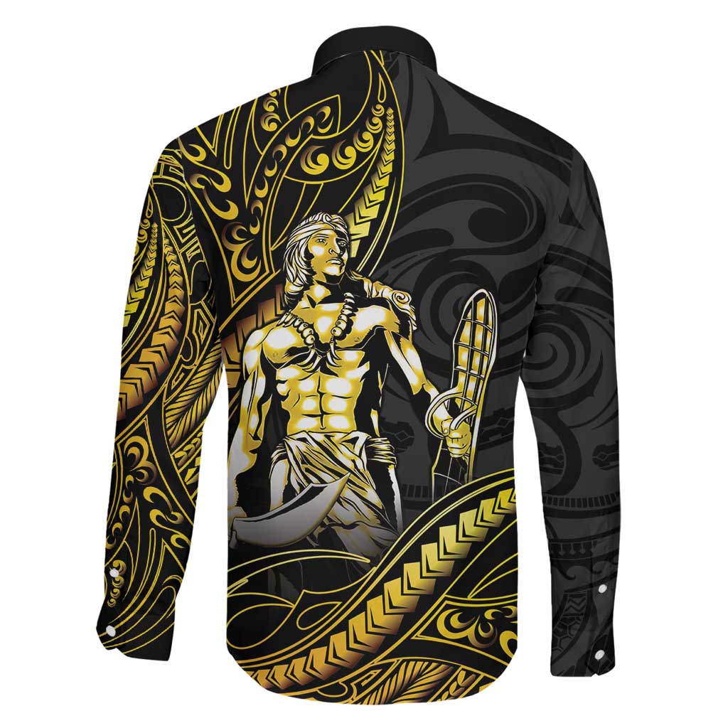 Filipinos Lapu Lapu Hero Family Matching Off Shoulder Maxi Dress and Hawaiian Shirt Gold Polynesian Tribal Tattoo