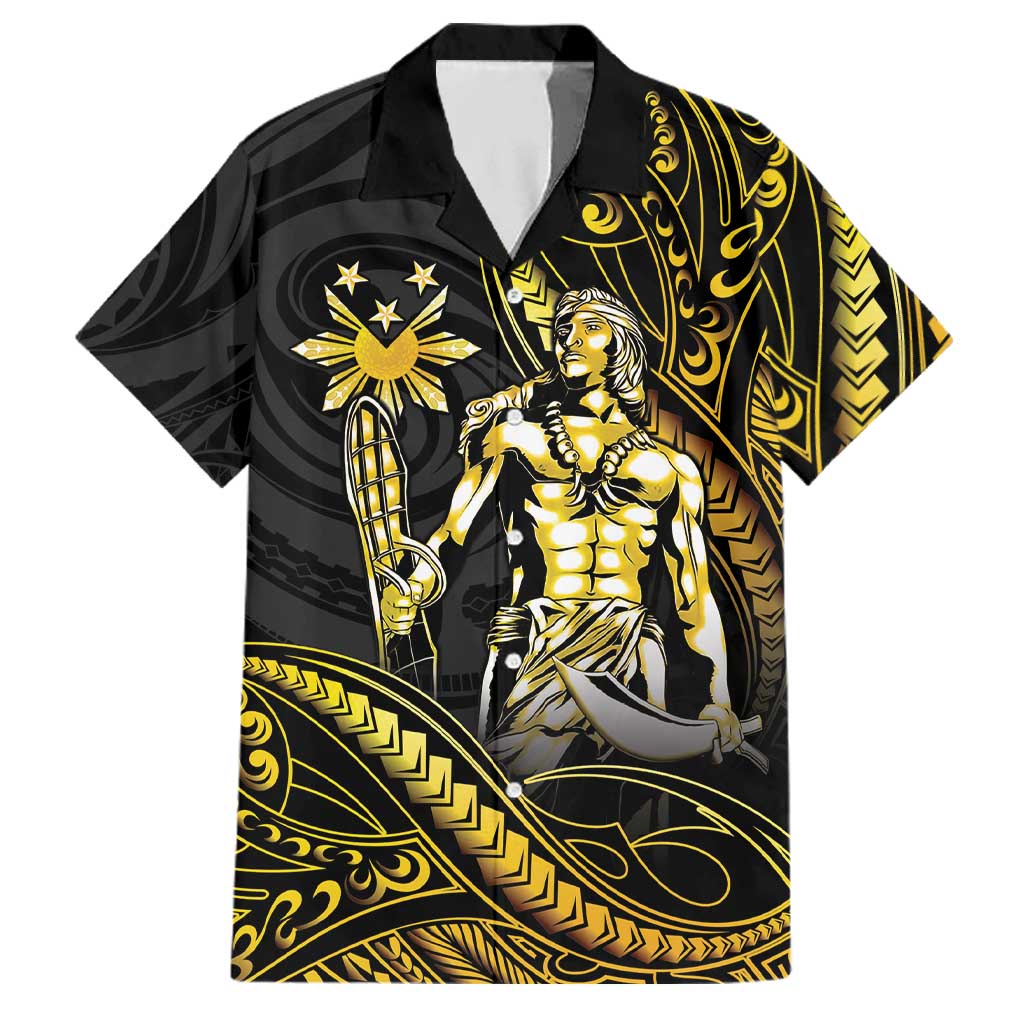 Filipinos Lapu Lapu Hero Family Matching Puletasi and Hawaiian Shirt Gold Polynesian Tribal Tattoo