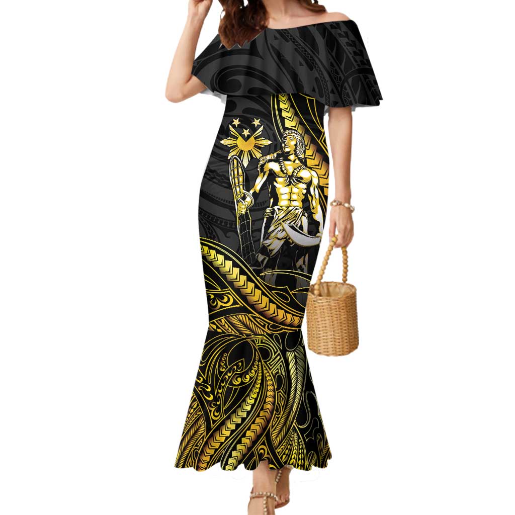 Filipinos Lapu Lapu Hero Mermaid Dress Gold Polynesian Tribal Tattoo LT05 Women Gold - Polynesian Pride