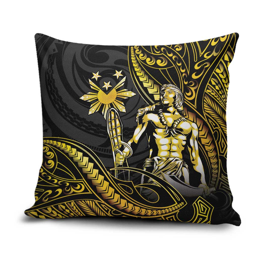 Filipinos Lapu Lapu Hero Pillow Cover Gold Polynesian Tribal Tattoo