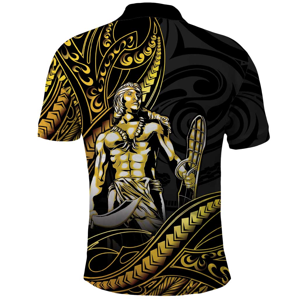 Filipinos Lapu Lapu Hero Polo Shirt Gold Polynesian Tribal Tattoo