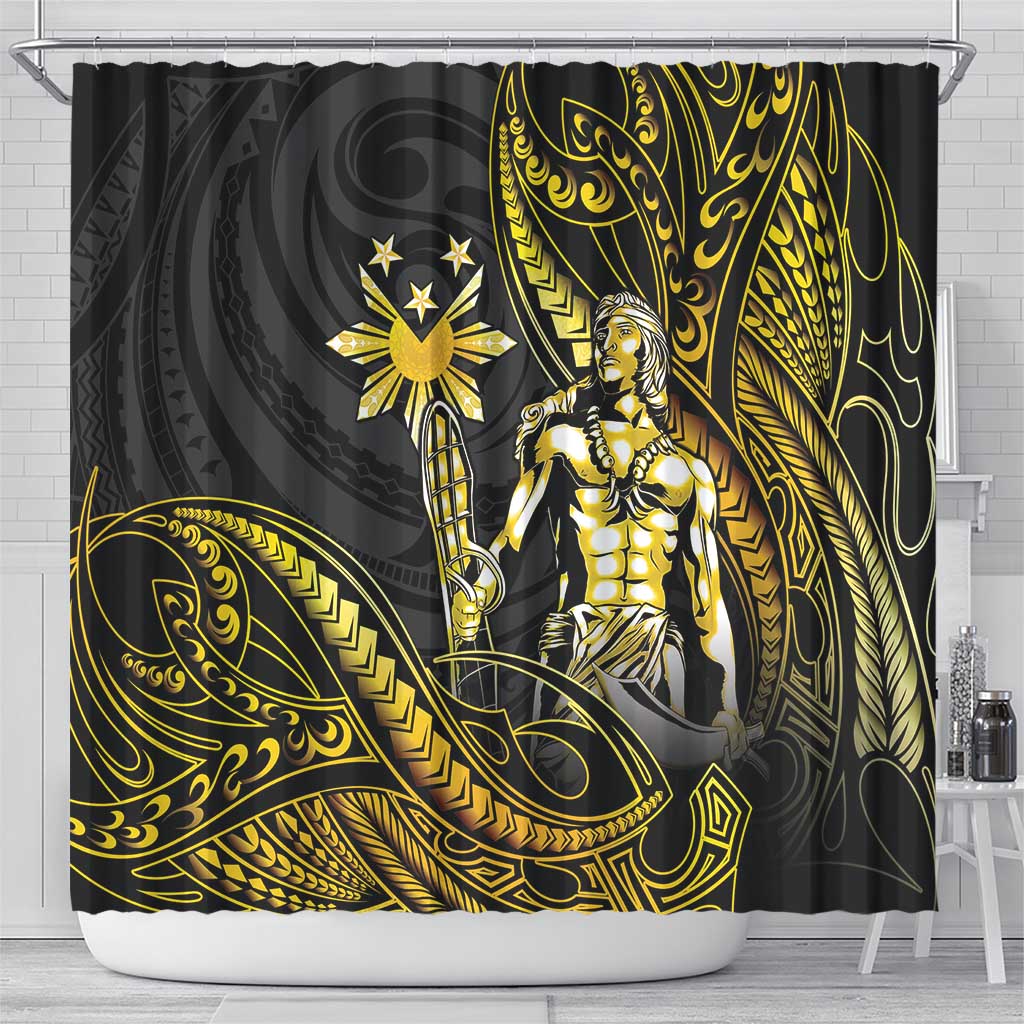 Filipinos Lapu Lapu Hero Shower Curtain Gold Polynesian Tribal Tattoo LT05 - Polynesian Pride