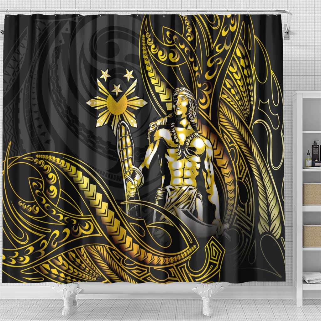 Filipinos Lapu Lapu Hero Shower Curtain Gold Polynesian Tribal Tattoo LT05 - Polynesian Pride