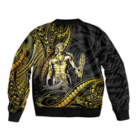 Filipinos Lapu Lapu Hero Sleeve Zip Bomber Jacket Gold Polynesian Tribal Tattoo