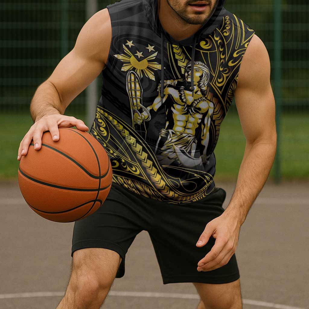 Filipinos Lapu Lapu Hero Sleeveless Hoodie Gold Polynesian Tribal Tattoo