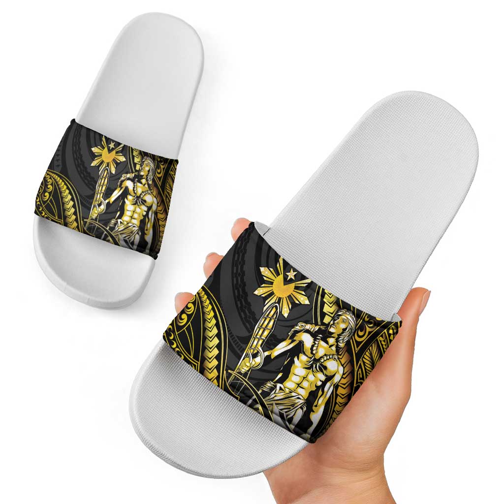 Filipinos Lapu Lapu Hero Slide Sandals Gold Polynesian Tribal Tattoo LT05 - Polynesian Pride
