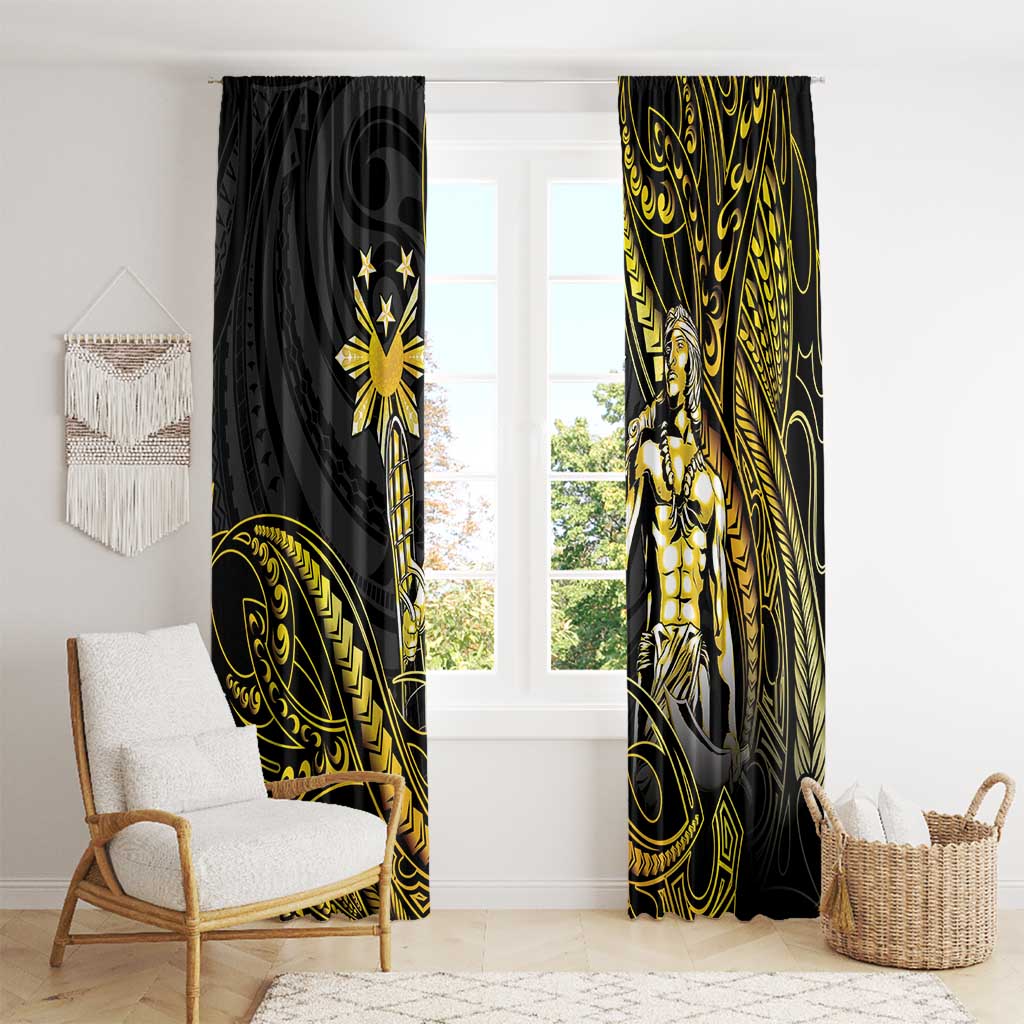 Filipinos Lapu Lapu Hero Window Curtain Gold Polynesian Tribal Tattoo LT05 - Polynesian Pride
