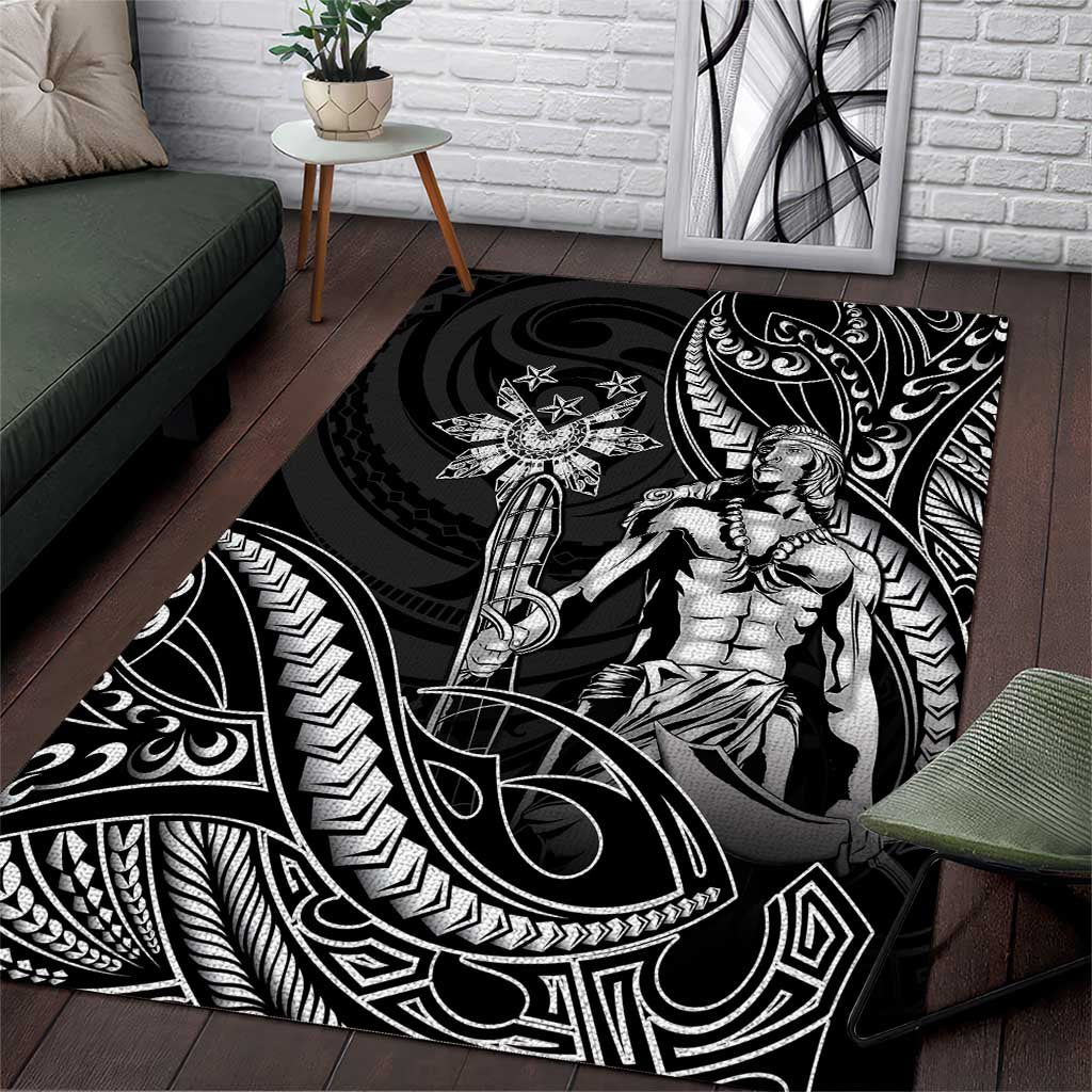 Filipinos Lapu Lapu Hero Area Rug Black Polynesian Tribal Tattoo