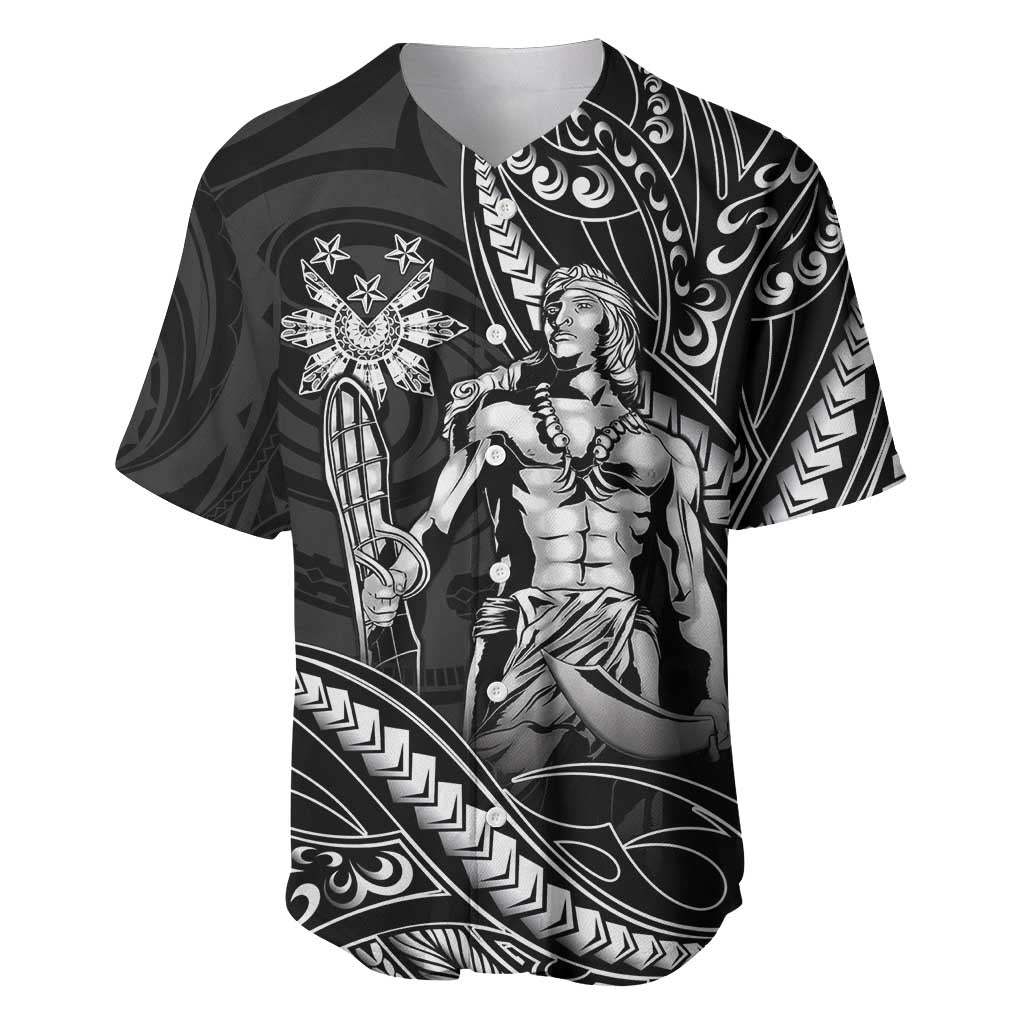 Filipinos Lapu Lapu Hero Baseball Jersey Black Polynesian Tribal Tattoo LT05 Black - Polynesian Pride